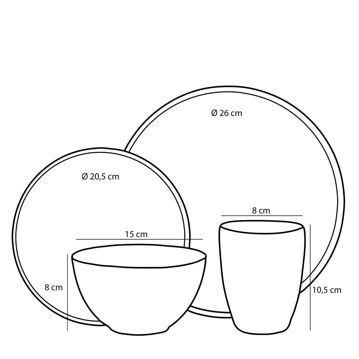 Tabo Servies - Set 4 Persoons - Wit