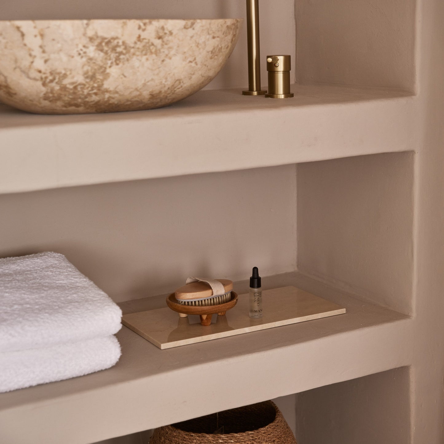 Crema Marfil Marmeren Tray - Beige - L