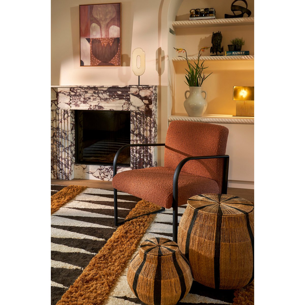 Ornament op Voet - Metaal Crème